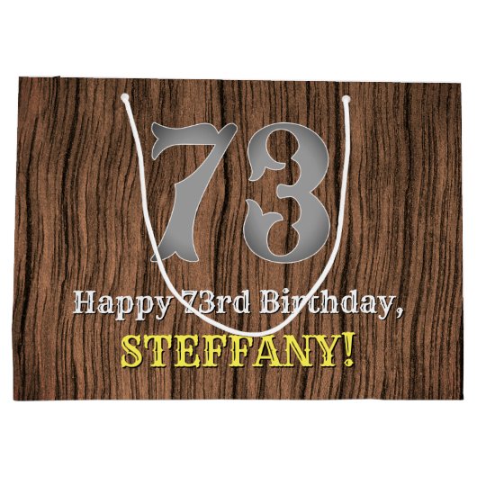 73e verjaardag: Westerne kijk op land, naam Groot Cadeauzakje (Achterkant)