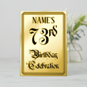 73e verjaardagsfeest — Elegant script + aangepaste Folie Uitnodiging (Staand Voorkant)