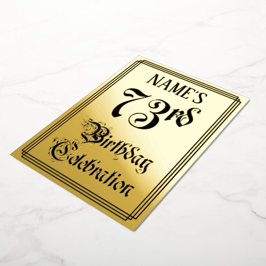 73e verjaardagsfeest — Elegant script + eigen naam Folie Uitnodiging (Gedraaid)