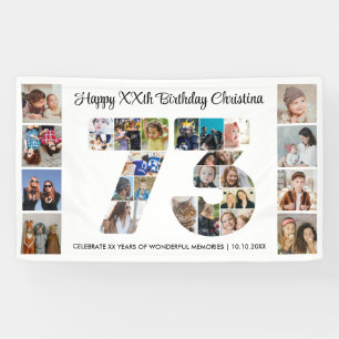 73e verjaardagsfeest Nummer 73 Fotocollage Spandoek