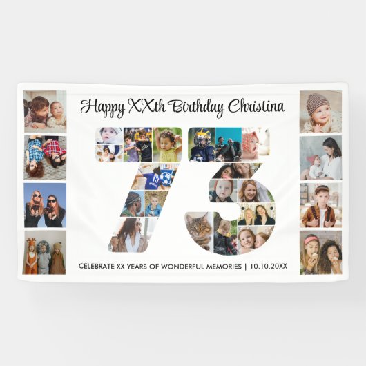 73e verjaardagsfeest Nummer 73 Fotocollage Spandoek (Horizontaal)