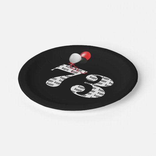 73e verjaardagsfeestballonnen papieren bordje (Gekanteld)