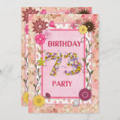 73e verjaardagsfeestje met bloemenfeest lijst kaart (Voorkant / Achterkant)