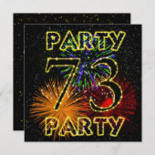 73e verjaardagsfeestuitnodiging met vuurwerk kaart (Voorkant / Achterkant)