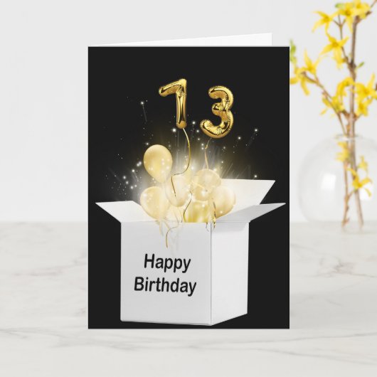 73e vogelballon in witte doos kaart (Gele Bloem)