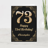 73rd Birthday Black en Gold Glitter Lijst Kaart (Voorkant)