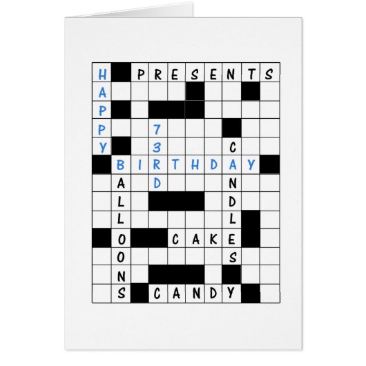 73rd Birthday, Crossword Puzzle (Voorkant)