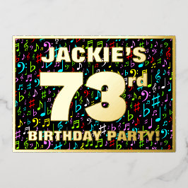 73rd Birthday Party — Fun, Colorful Music Symbols Folie Uitnodiging
