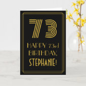 73ste verjaardag: Art Deco geïnspireerd look "73" Kaart (Gele Bloem)