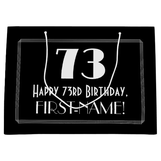 73ste verjaardag: Art Deco geïnspireerde stijl "73 Groot Cadeauzakje (Voorkant)