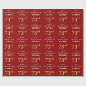 73ste verjaardag: Elegant, rood, faux gouden look Cadeaupapier (Vlak)