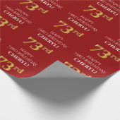 73ste verjaardag: Elegant, rood, faux gouden look Cadeaupapier (Hoek)