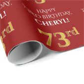 73ste verjaardag: Elegant, rood, faux gouden look Cadeaupapier (Rol Hoek)