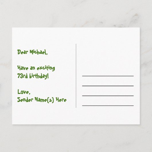 73ste verjaardag: Fun Hearts Pattern, Rainbow 73 Briefkaart (Achterkant)