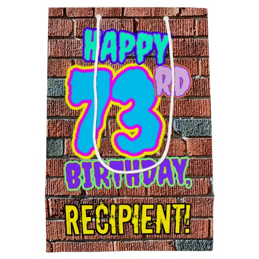 73ste verjaardag: Leuk, Urban Graffiti geïnspireer Medium Cadeauzakje (Achterkant)