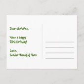 73ste verjaardag - Leuk vuurwerkpatroon + Regenboo Briefkaart (Achterkant)