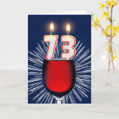73ste Verjaardag met wijn en kaarsen Kaart (Gele Bloem)