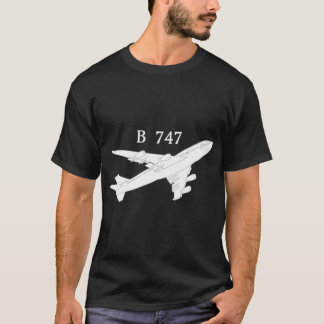 747 Door het Shirt getrokken met de hand Grafisch 
