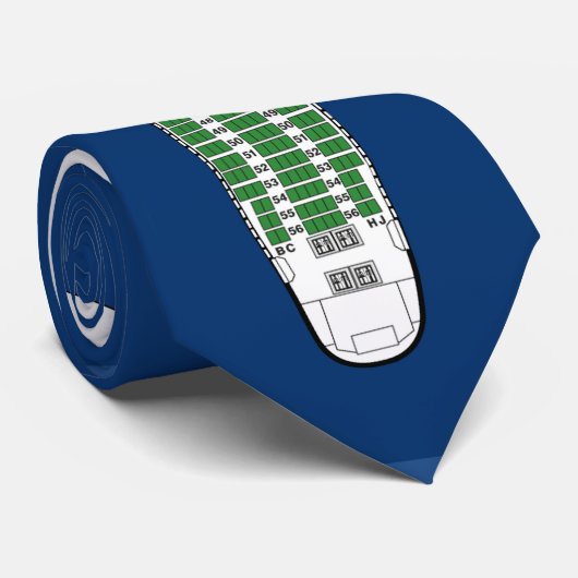 747 Seatplan Stropdas blauw (Opgerold)