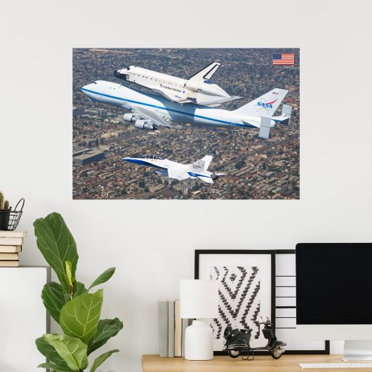 747 Vliegtuig Space Shuttle Carrier Poster (Thuiskantoor)