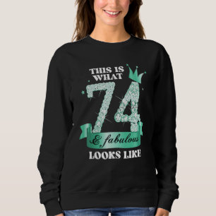 74 & Fabulous I Turquoise Black Party Group Photo Trui