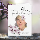 74 & Fabulous Orchid Photo Birthday Greeting Card Kaart