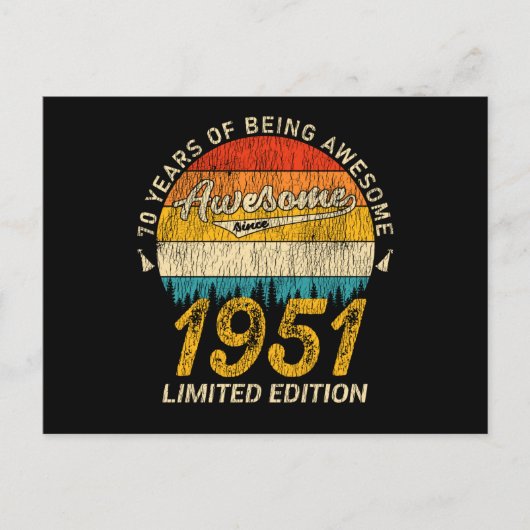 74 Jaar Oud 1951 Retro Geweldig 74ste Verjaardag C Briefkaart (Voorkant)