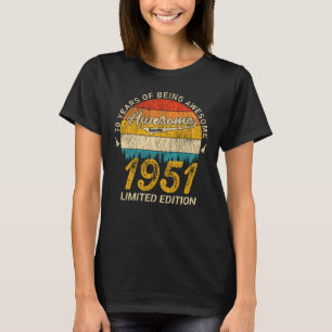 74 jaar oud 1951 Retro Geweldige 74e verjaardagsca T-shirt