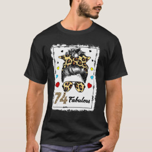 74 Jaar Oud Fabulous Messy Bun Leopard 1948 Geboor T-shirt