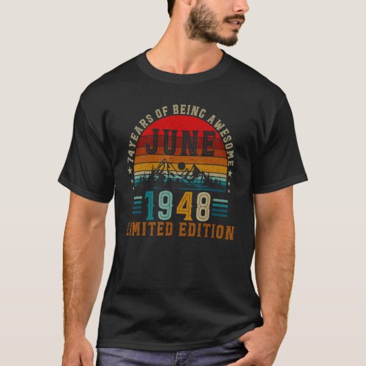 74 Jaar Oud juni 1948 74e verjaardag T-shirt (Voorkant)