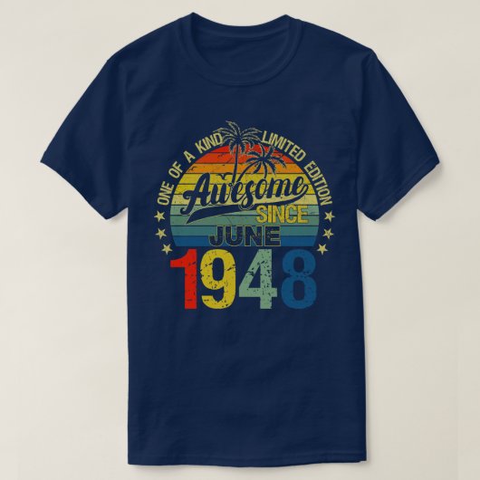  74 jaar oud juni 1948 versieringen 74e bi t-shirt (Design voorkant)