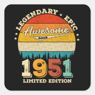74 jaar oude Bday 1951 Geweldige 74e verjaardagsca Vierkante Sticker