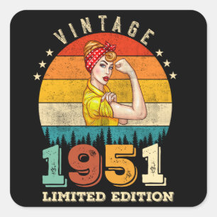 74 jaar oude Bday 1951 Vintage 74ste Verjaardag Vr Vierkante Sticker