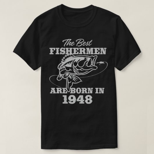 74 jaar Oude Fisherman_ Vissen 1948 74e verjaardag T-shirt (Design voorkant)