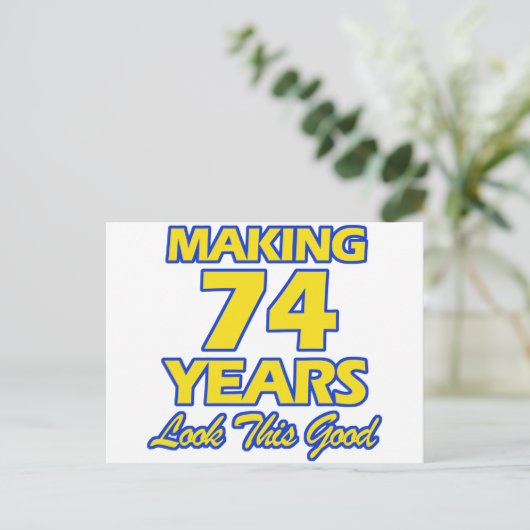 74 JAAR OUDE VERJAARDAG DESIGN BRIEFKAART (Staand voorkant)