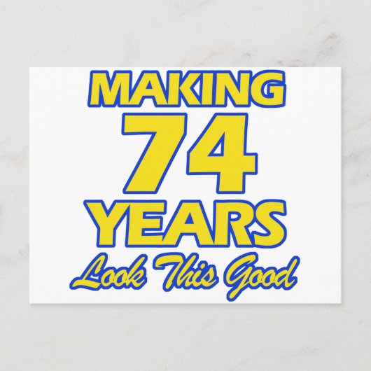 74 JAAR OUDE VERJAARDAG DESIGN BRIEFKAART (Voorkant)