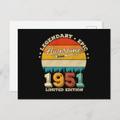 74 Jaar Verjaardag 1951 Geweldig 74ste Verjaardags Briefkaart (Voorkant / Achterkant)