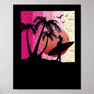 74.Surfende Surfer Girl Surfer Girl Surfboard Suns Poster