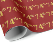 74e (74e) gebeurtenis met rode, Faux Gold Cadeaupapier (Rol Hoek)