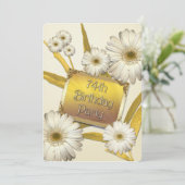 74e uitnodiging van de Birthday Party met daisies (Staand voorkant)