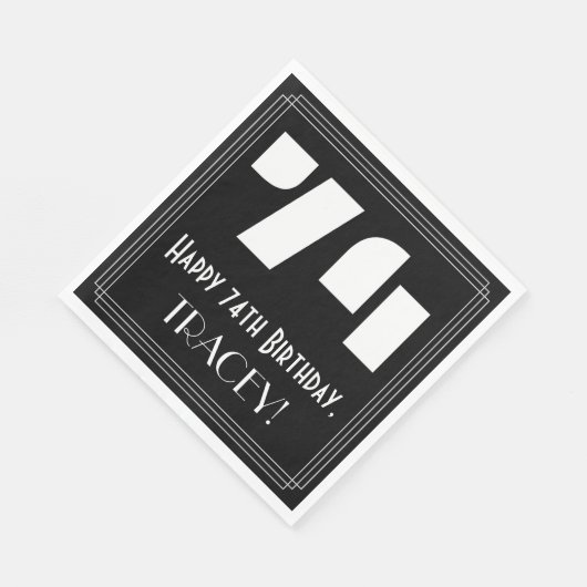 74e verjaardag: Art Deco geïnspireerd look "74" + Servet (Hoek)