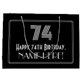 74e verjaardag — Art Deco Geïnspireerde look "74" Groot Cadeauzakje (Achterkant)