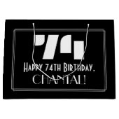 74e verjaardag ~ Art Deco geïnspireerde look "74"  Groot Cadeauzakje (Voorkant)