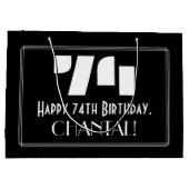 74e verjaardag ~ Art Deco geïnspireerde look "74"  Groot Cadeauzakje (Achterkant)