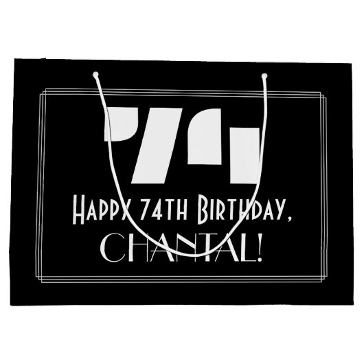 74e verjaardag ~ Art Deco geïnspireerde look "74"  Groot Cadeauzakje (Achterkant)