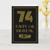 74e verjaardag: Art Deco geïnspireerde look "74" & Kaart (Gele Bloem)