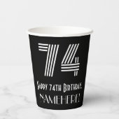 74e verjaardag — Art Deco Geïnspireerde look "74" Papieren Bekers (Achterkant)