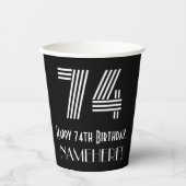 74e verjaardag — Art Deco Geïnspireerde look "74" Papieren Bekers (Voorkant)