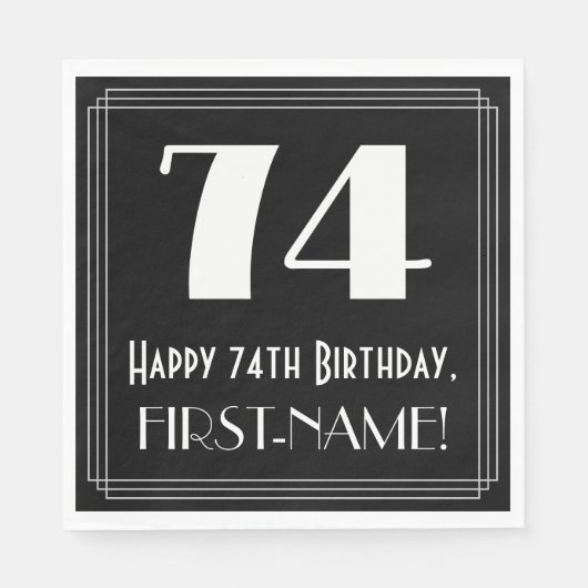 74e verjaardag ~ Art Deco Geïnspireerde look "74", Servet (Voorkant)