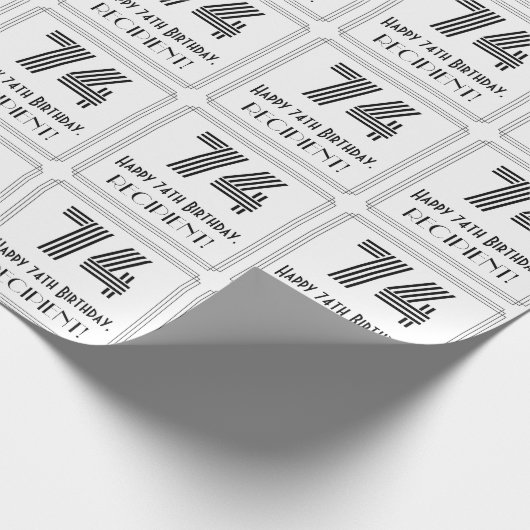74e verjaardag: Art Deco geïnspireerde stijl "74"  Cadeaupapier (Hoek)